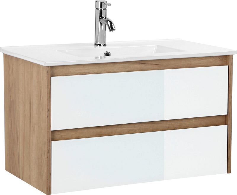 Masca de lavoar Torun cu fronturi din sticla si soft-close, 80 cm - LunaHome.ro