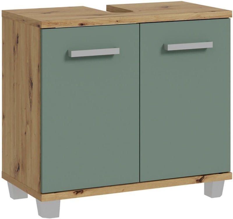 Masca de lavoar Veris decor verde cu stejar cu 2 usi 69 cm lățime