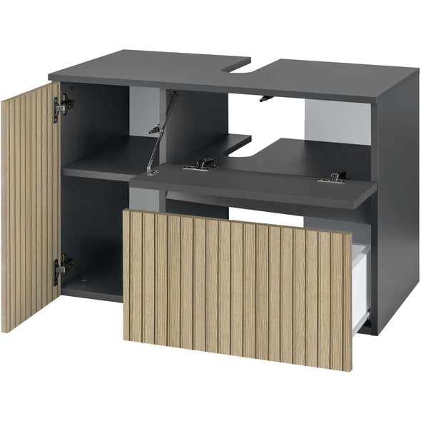 Masca lavoar »Wisla« stejar riflaj, 1 clapa, 1 usa, 1 sertar, 80 cm latime - LunaHome.ro