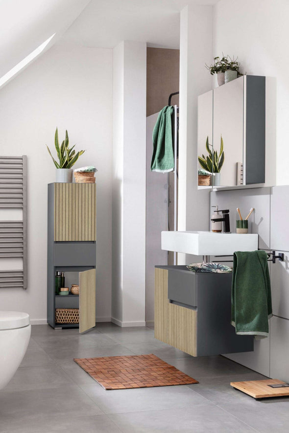 Masca lavoar »Wisla« stejar riflaj, 1 clapa, 1 usa, 1 sertar, 80 cm latime - LunaHome.ro