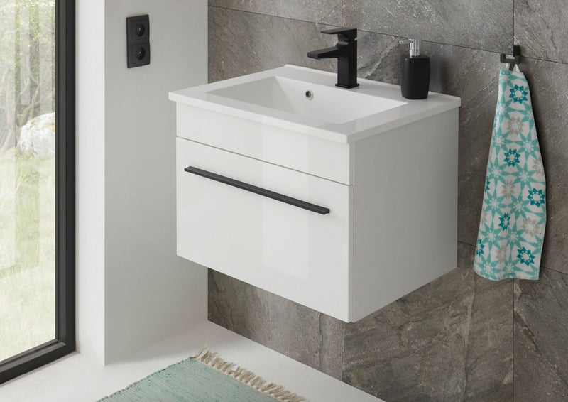 Masca si lavoar din mineral Panarea alba 60 cm lățime - LunaHome.ro