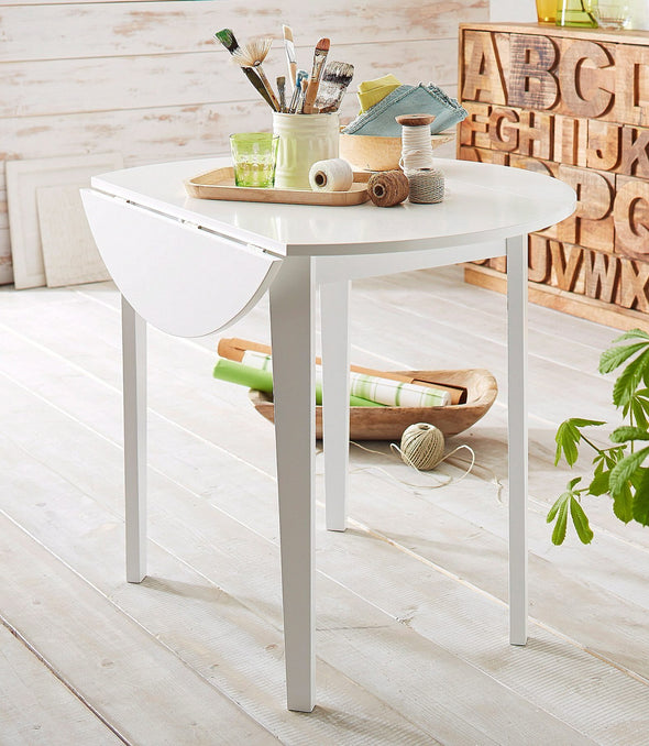 Masă rotundă pliabilă Trend albă 92 cm diametru - LunaHome.ro