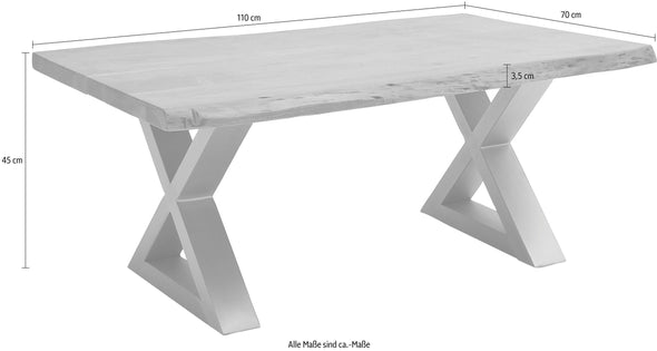 Măsuță cafea Cartagena din lemn de salcam di metal 110 cm