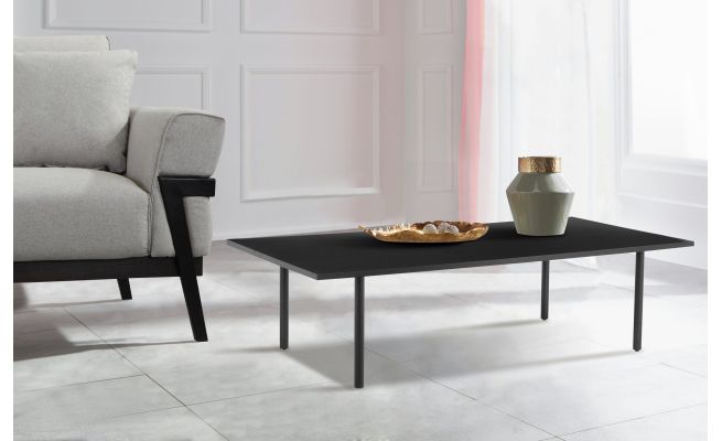 Măsuță de cafea Annelise din MDF negru, design minimalist 140x70 cm - LunaHome.ro