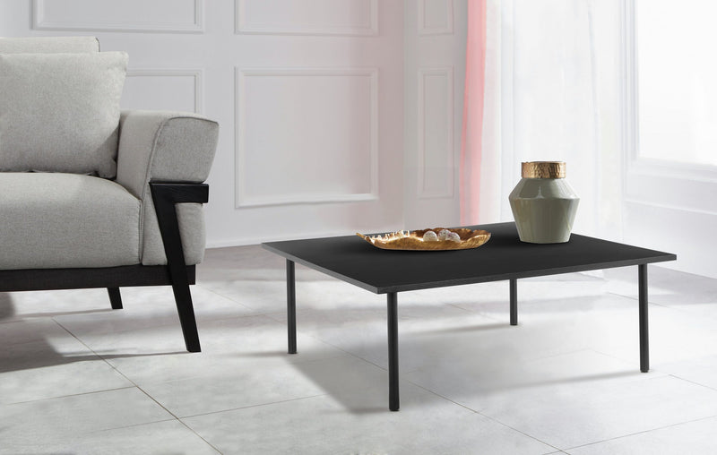 Măsuță de cafea Annelise din MDF negru, design minimalist, 100x100 cm - LunaHome.ro