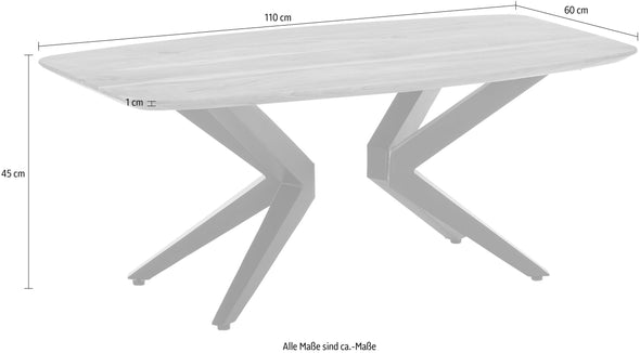 Măsuță de cafea Bill cu blat din lemn de salcam si metal 110x60 cm - LunaHome.ro