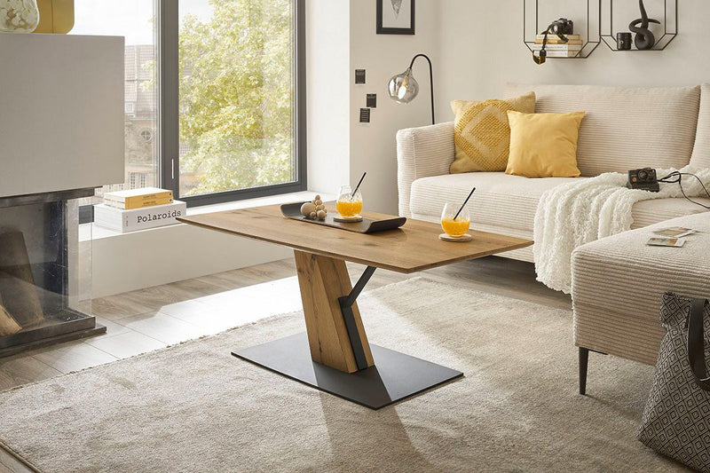 Măsuță de cafea Brescia asimetrica din furnir de stejar 60x110 cm - LunaHome.ro