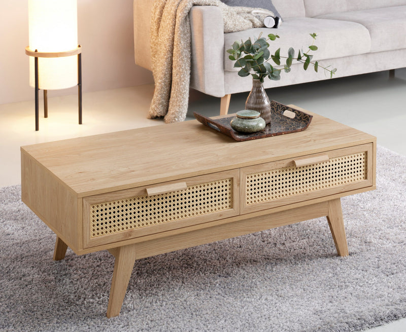 Măsuță de cafea Bridget cu sertare, aspect scandinav, 110x50 cm - LunaHome.ro