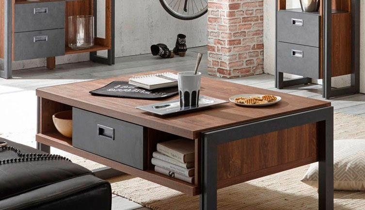 Măsuță de cafea Detroit cu aspect industrial bicolor, 113x68 cm - LunaHome.ro