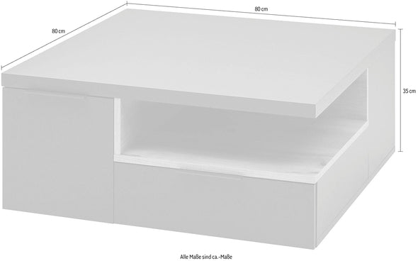 Măsuță de cafea Enna gri antracit cu sertare 80x80 cm - LunaHome.ro