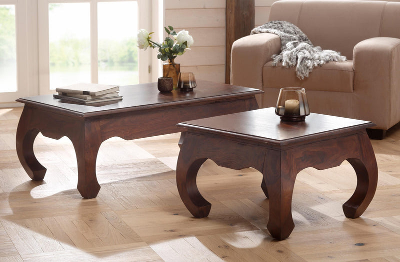 Măsuță de cafea Kumar din lemn de salcâm cu aspect asiatic 60x60 cm - LunaHome.ro