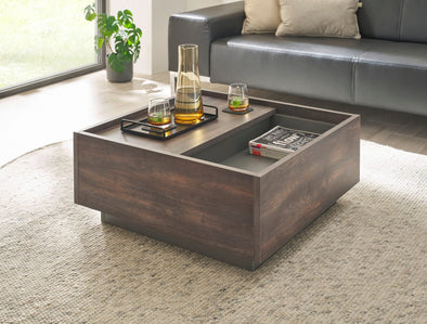 Măsuță de cafea Largo cu design modern si depozitare 75x75 cm - LunaHome.ro
