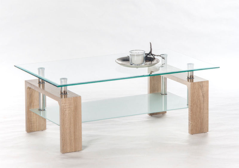 Măsuță de cafea Mango II cu blat de sticla 100 cm lungime - LunaHome.ro