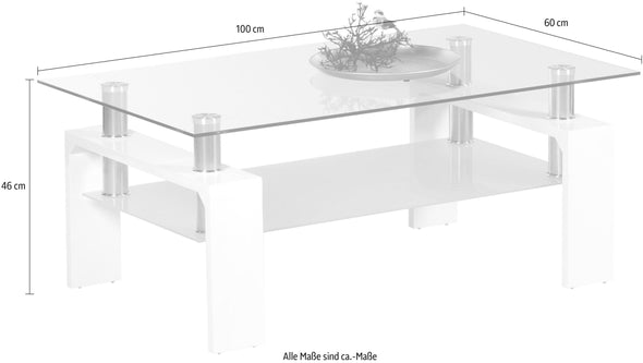 Măsuță de cafea Mango II cu blat de sticla 100 cm lungime - LunaHome.ro