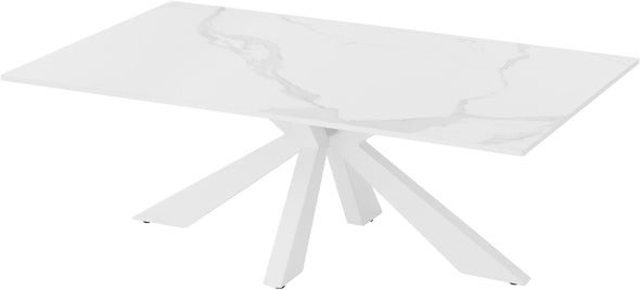 Măsuță de cafea Noah cu blat din sticla si ceramica alba 110x70 cm - LunaHome.ro