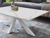 Măsuță de cafea Noah cu blat din sticla si ceramica alba 110x70 cm - LunaHome.ro