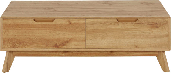 Măsuță de cafea Pandrup cu sertare, aspect de stejar 110x50 cm