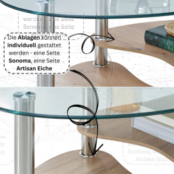 Măsuță de cafea Panty cu blat de sticla si picioare metalice 90 cm - LunaHome.ro