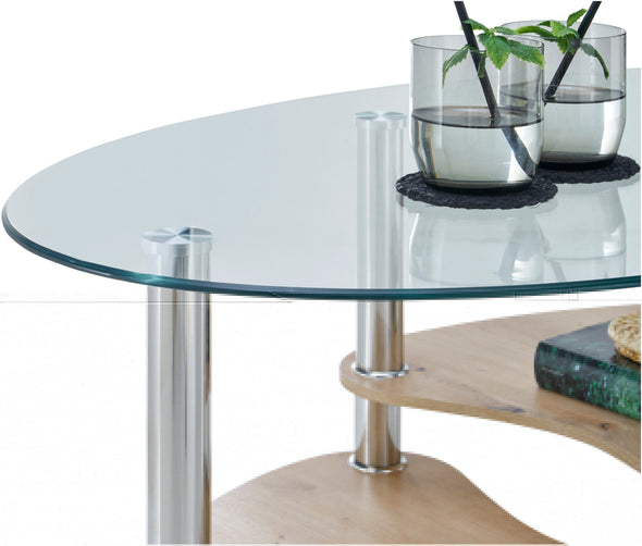 Măsuță de cafea Panty cu blat de sticla si picioare metalice 90 cm - LunaHome.ro