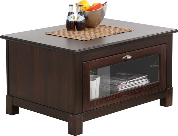 Măsuță de cafea Rauna din lemn de pin maro închis 90 cm - LunaHome.ro