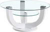 Măsuță de cafea Stolkom Denver alba cu blat din sticla 80 cm - LunaHome.ro