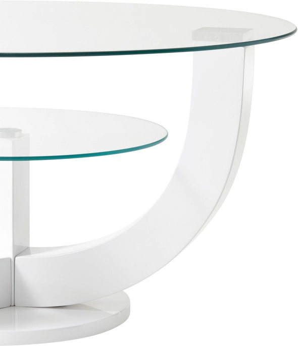 Măsuță de cafea Stolkom Denver alba cu blat din sticla 80 cm - LunaHome.ro