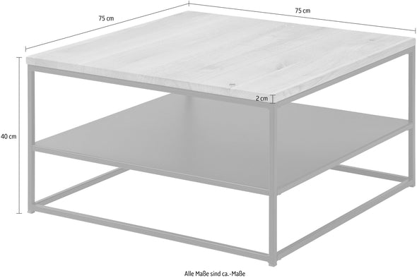 Măsuță de cafea Tilda din lemn de stejar si metal 75x75 cm