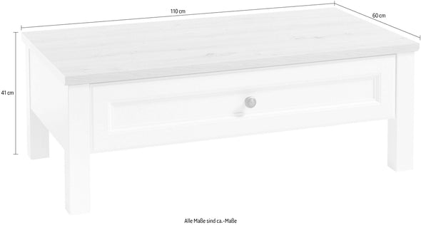 Măsuță de cafea Toscana alba cu sertar 110x60 cm - LunaHome.ro