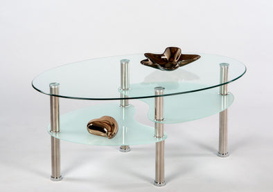 Măsuță de cafea Waves cu blat și polițe din sticlă 90x55 cm - LunaHome.ro