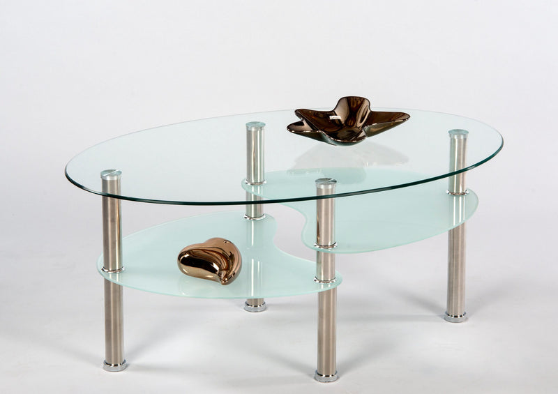 Măsuță de cafea Waves cu blat și polițe din sticlă 90x55 cm - LunaHome.ro