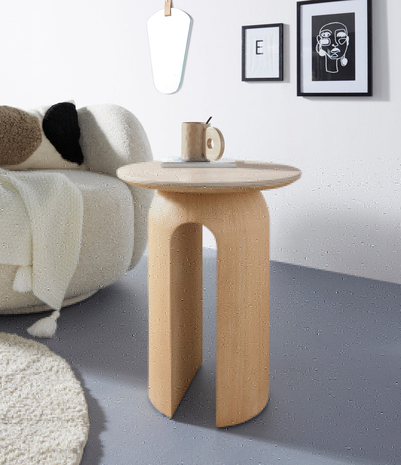 Măsuță laterală Laysy din furnir de frasin cu blat ceramic 45 cm - LunaHome.ro