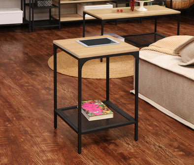 Măsuță laterală de cafea Amance cu baza metalică neagră 40x40 cm