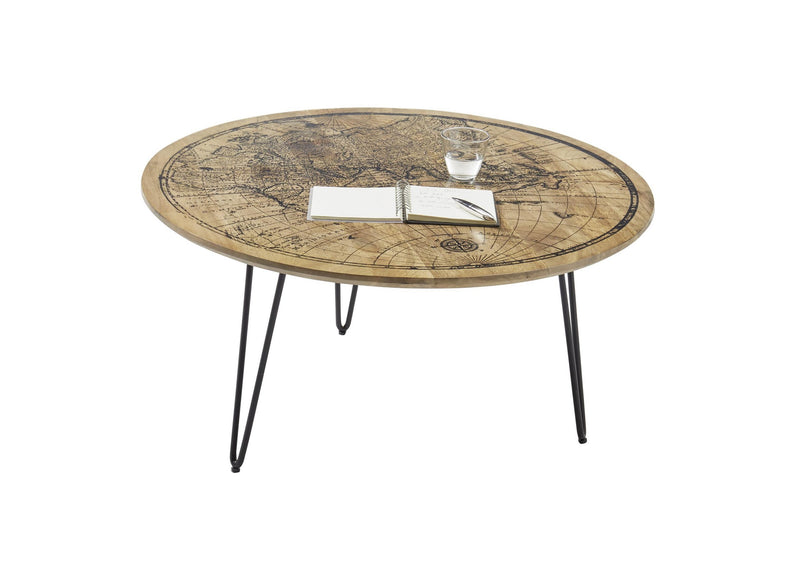 Masuta Nelia din lemn de mango cu model marinaresc 90 cm - LunaHome.ro