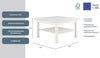 Masuta cafea Lisa din lemn de pin alba 76x76 cm - LunaHome.ro