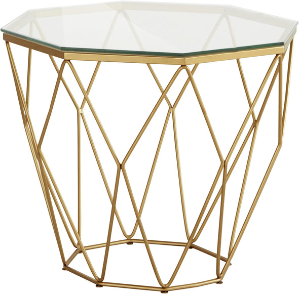 Masuta cafea Caen din sticla cu cadru de metal, 60 cm diametru - LunaHome.ro