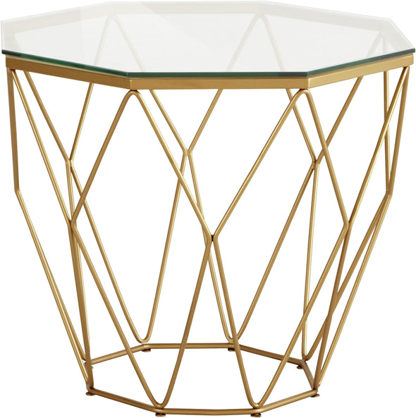 Masuta cafea Caen din sticla cu cadru de metal, 60 cm diametru - LunaHome.ro
