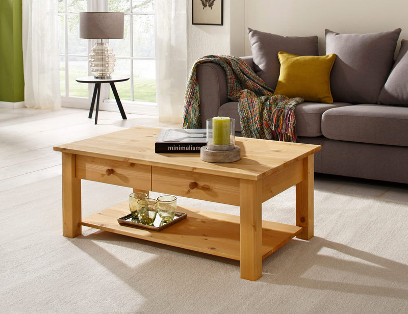 Masuta de cafea Chicago din lemn de pin natur 100x60 cm - LunaHome.ro