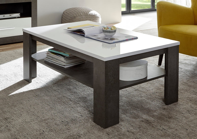 Masuta de cafea Etero alba cu gri beton, 118 cm - LunaHome.ro