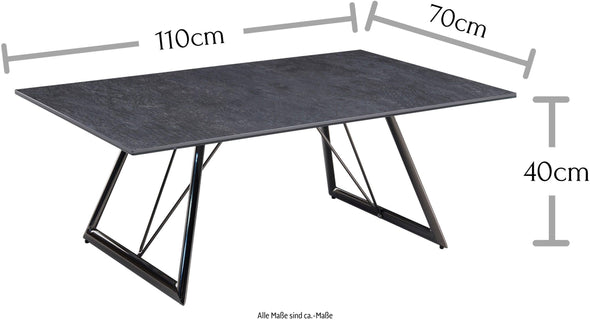 Masuta de cafea Evina cu blat ceramic gri 110x70 cm - LunaHome.ro