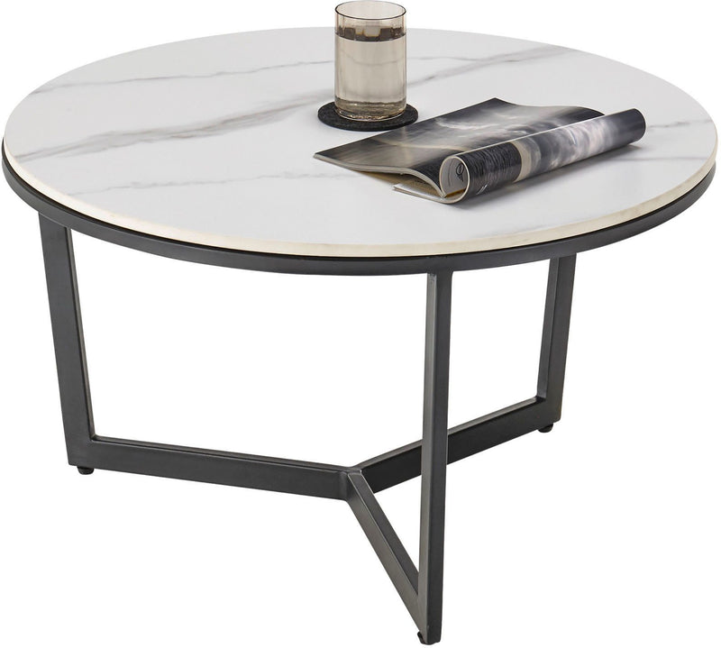 Masuta de cafea Harper cu blat ceramic si baza metalica 70 cm - LunaHome.ro