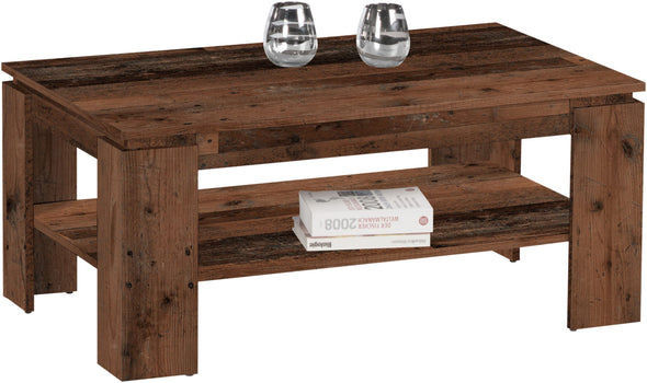 Masuta de cafea Harrison cu raft si sertar maro inchis 100 cm - LunaHome.ro