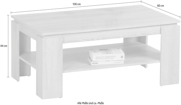 Masuta de cafea Harrison cu raft si sertar maro inchis 100 cm - LunaHome.ro