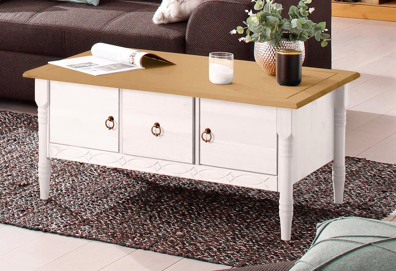 Masuta de cafea Indra din lemn de pin cu sertar 60x100 cm - LunaHome.ro