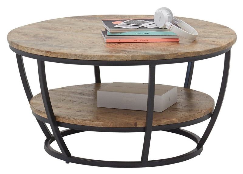 Masuta de cafea Jambi din lemn de mango si metal 87 cm diametru - LunaHome.ro