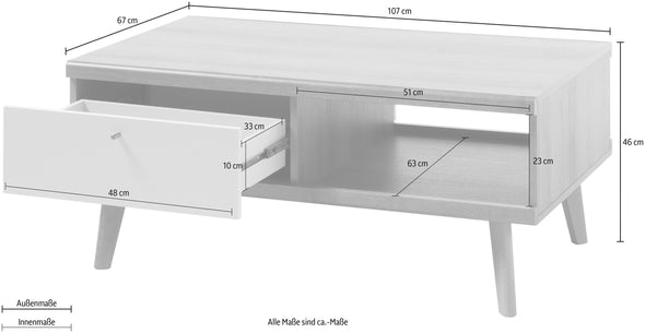 Masuta de cafea Merle cu design scandinav 107x67 cm - LunaHome.ro