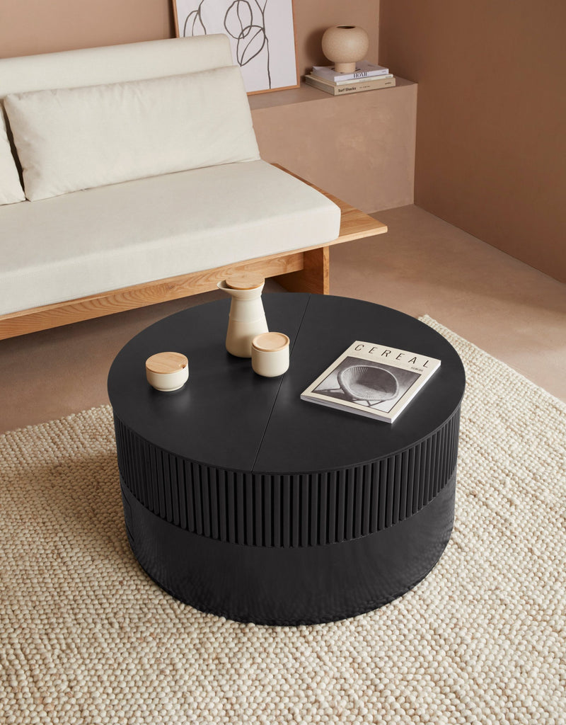 Masuta de cafea Novalee neagra cu 1 sertar, design modern - LunaHome.ro