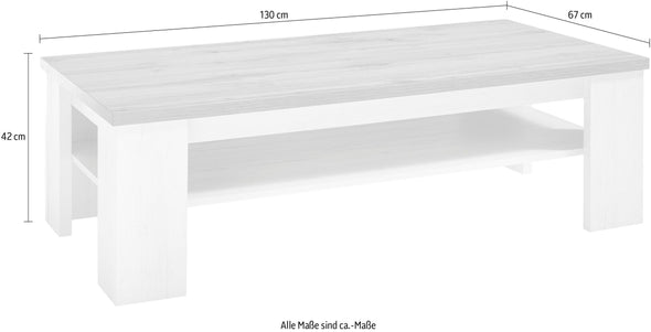 Masuta de cafea Orlando cu aspect de lemn alb, 130 cm - LunaHome.ro