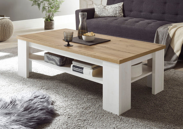 Masuta de cafea Orlando cu aspect de lemn alb, 130 cm - LunaHome.ro