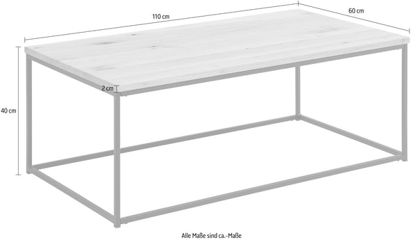 Măsută de cafea Thor cu blat din lemn de stejar si cadru metalic 110 cm - LunaHome.ro