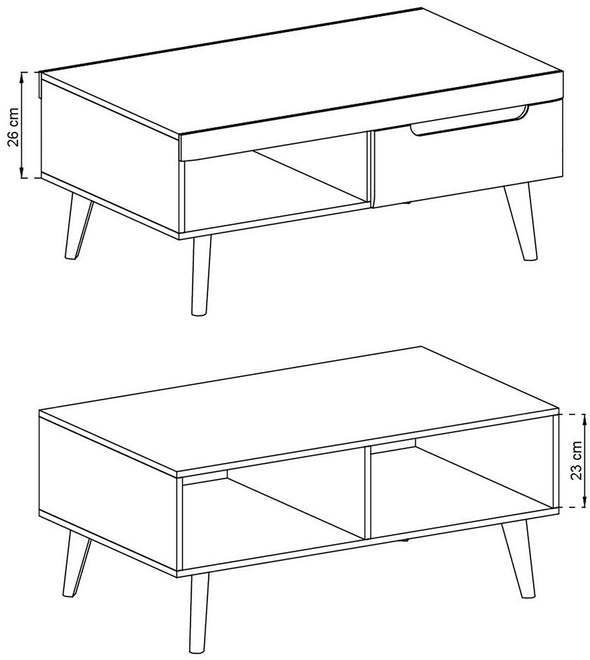 Masuta de cafea Torge cu design scandinav albă 63x107 cm